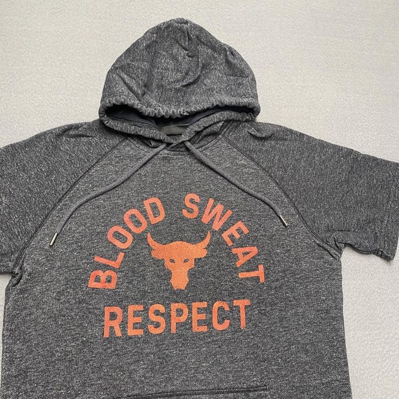 Under Armour Project Rock Shirt Mens Medium Gray Blood Sweat Respect Hoodie FW19 - Picture 2 of 10